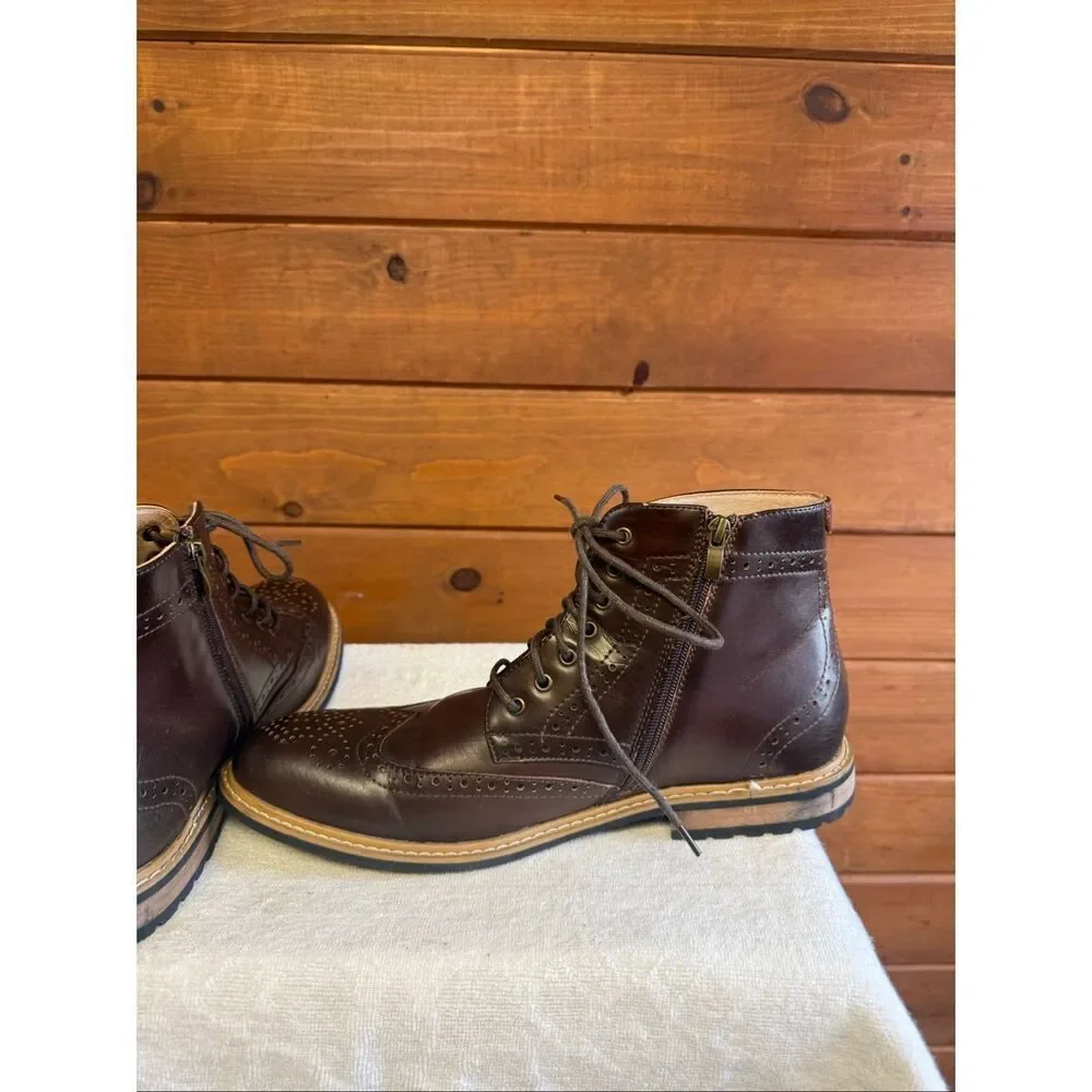 Bruno Marc men's dress ankle boots brown Faux Leather Sz 11